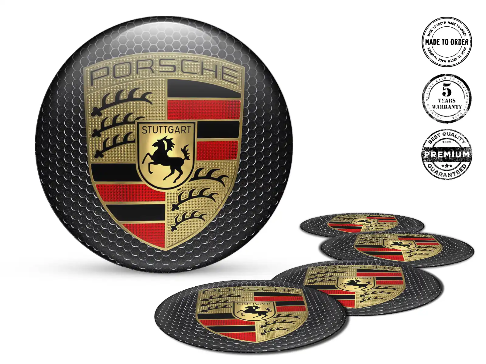 Porsche Pegatinas de Rueda Estilo Emblemas de Cúpula Premium